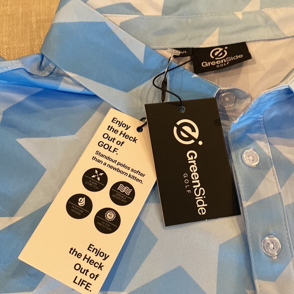 Golf Polo Moisture Wicking Stars and Stripes Patriotic USA Flag XXL New American - Picture 3 of 7